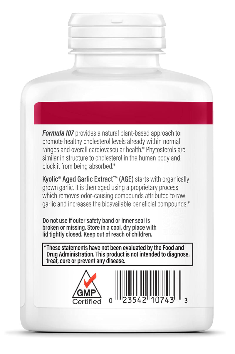 [Australia] - Kyolic Aged Garlic Extract Formula 107, Phytosterols for Cholesterol Support, 240 Capsules (Packaging May Vary) 240 Count (Pack of 1) 