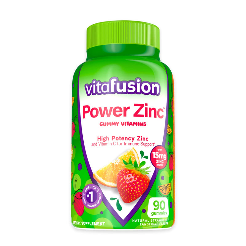 Vitafusion Power Zinc Gummy Vitamins, Strawberry Tangerine Flavored Immune Support (1), 90 Count & HealthWise Medicated Chest Rub, 4 oz