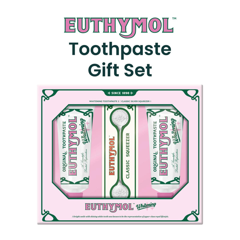 EUTHYMOL Whitening Toothpaste Gift Set | 3.7 oz*2 + Squeezer Set | Whitening Toothpaste, Squeezer set for Sensitive Gum & Teeth, Refreshing Breath, Cavity Prevention, Best Gift for Loved One