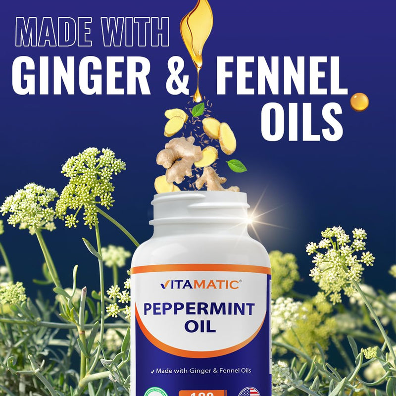 [Australia] - Vitamatic Peppermint Oil Gel with Ginger & Fennel Oils, 550mg per Serving, 180 Softgels 