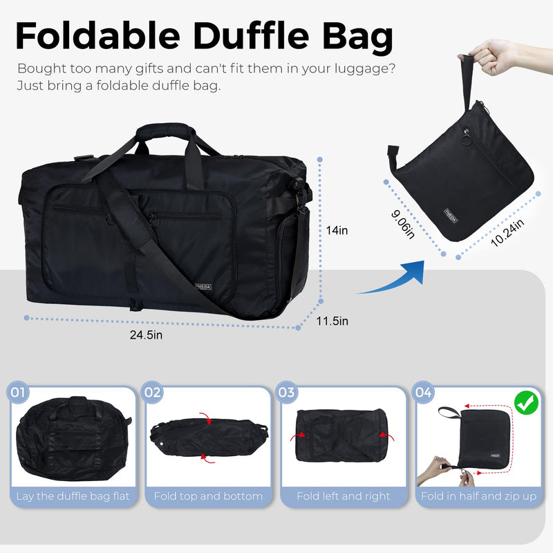 65L Duffle Bag Black & Fmeida Personal Item Bag Black