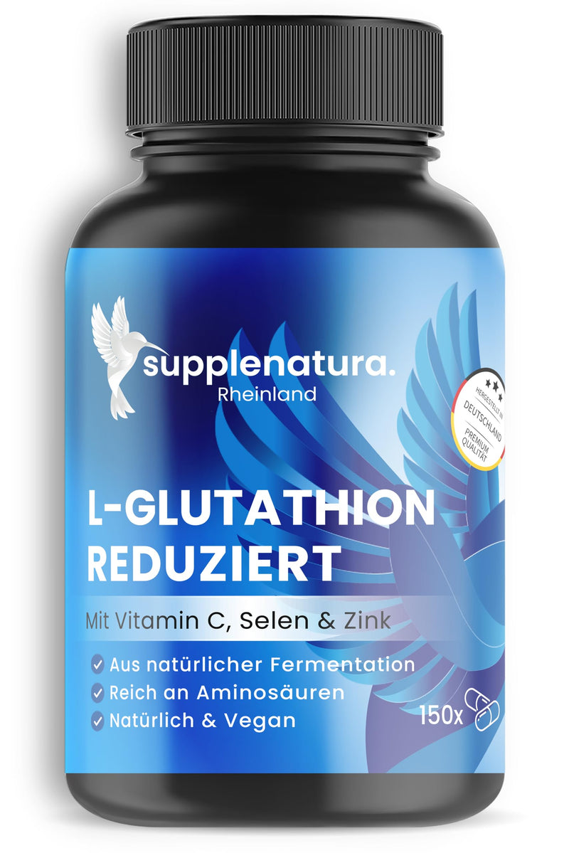 [Australia] - L Glutathione reduced (XXL supply) 150 capsules | 1000mg daily dose | Fermented & reduced PREMIUM: with vitamin C, selenium & zinc | Laboratory tested, vegan - SUPPLENATURA® 150 pieces (pack of 1) 