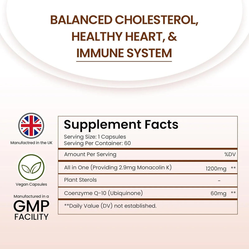 All in One Supplement Plant Sterols CoQ10 for High Strength 120 Vegan Capsules Cholesterol lowering 710mg 1 Months Supply 120 count (Pack of 1)