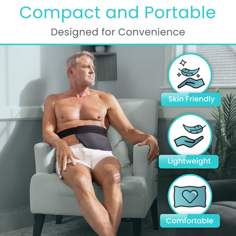 [Australia] - Vive Ostomy Belt for Men & Women - Adjustable Belt for Colostomy, Ileostomy, Urostomy, Ostomy Supplies - Waterproof & Odorless Abdominal Bag Cover - Stoma Guard (Black) Black 