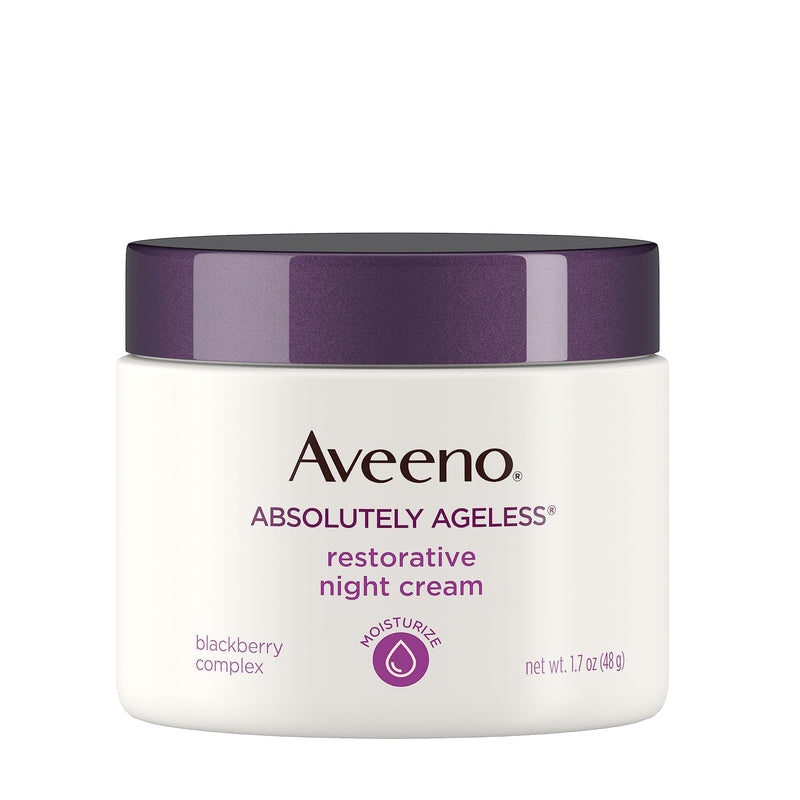 Aveeno Absolutely Ageless Restorative Night Cream Face & Neck Moisturizer with Antioxidant-Rich Blackberry Complex, Vitamin C & E, Hypoallergenic, Non-Greasy & Non-Comedogenic, 1.7 fl. oz 1.7 Fl Oz (Pack of 1)