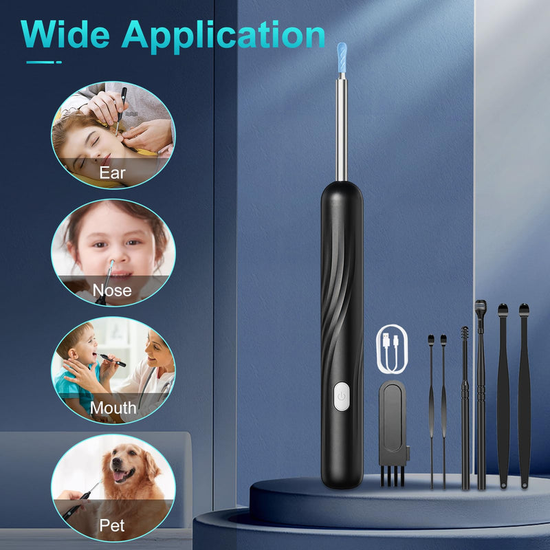 [Australia] - Earwax Remover Otoscope, 1080P Wifi Ear Cleaner Camera, IP67 Waterproof Ear Mirror 360° Wide Angle Ear Cleaner Otoscope Ear with 3.5mm Lens and 6 LEDs for iPhone, iPad and Android, Smartphones 