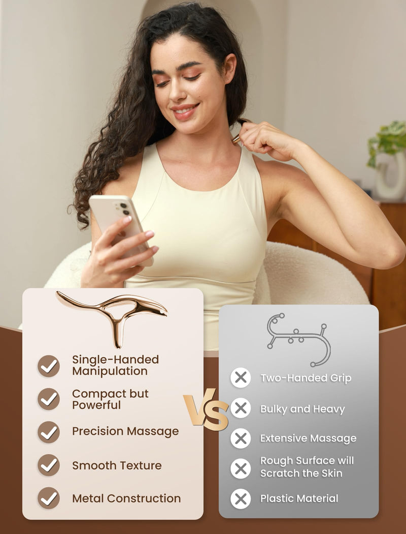 [Australia] - lifechill Trigger Point Massage Tool for Gua Sha, Lymphatic Drainage Massager, Deep Tissue Thumb Saver Acupressure Tool for Full Body Pain Relief, Gold 
