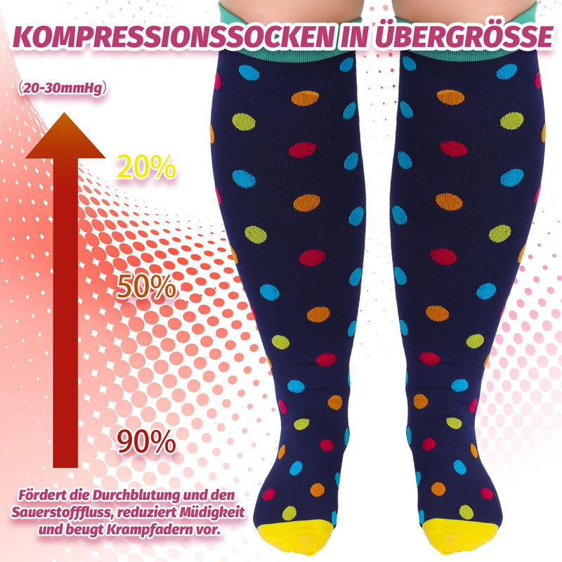 [Australia] - Yamitora 4 pairs of compression socks for women and men, 3XL 20-30 mmHg compression stockings, thick calves, compression stockings for women, women's flight, support knee socks for nurses, air travel, sports 