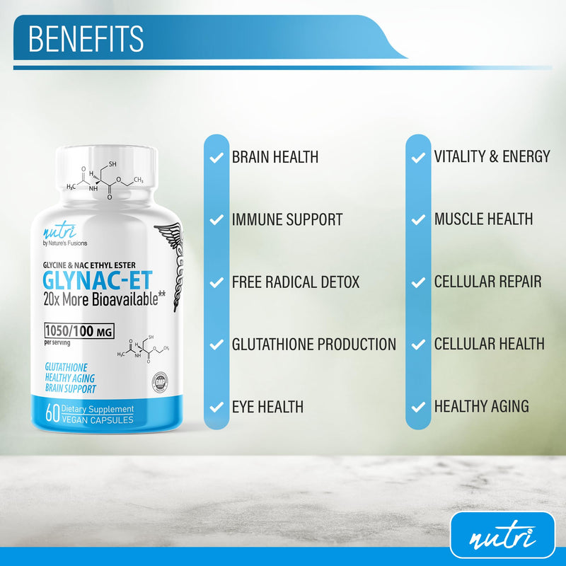 [Australia] - GlyNAC-ET NAC Supplement N-Acetyl Cysteine Ethyl Ester - 20x More Bioavailable Than GlyNAC Supplement - Glycine & N-acetylcysteine Ethyl Ester Anti Aging Supplement, Boost Glutathione 2 Pack 120 Count 