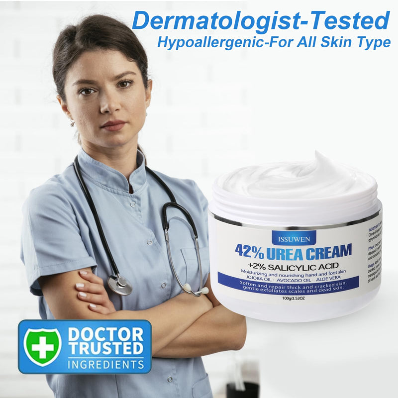 [Australia] - 7.06OZ / 2 Pack Urea Cream 42% Plus Salicylic Acid 2%, Urea Foot Cream for Foot Care Cracked Heel Treatment Knees Elbows Hands Repair Treatment, Feet Moisturizer Corn Callus Dead Skin Deep Moisturizes 2 Packs White Urea Cream 