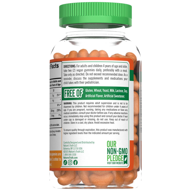 Nature's Truth Vitamin C Gummies | 250 mg Vitamin C | 100 Count | Orange Flavor | Vegan, Non-GMO & Gluten Free Supplement