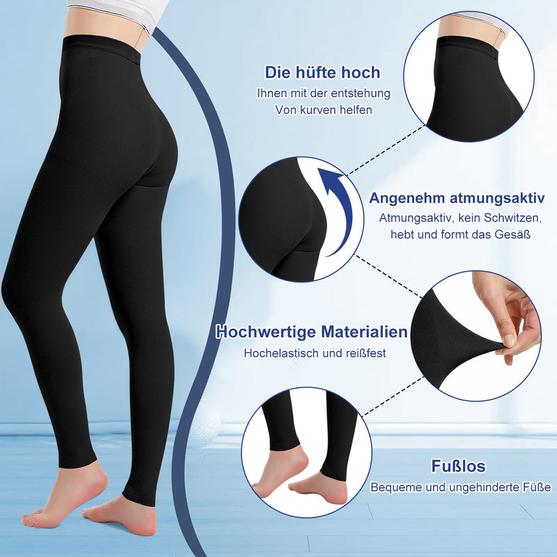 [Australia] - 2 pairs of medical compression stockings for women and men 20-30 mmHg, progressive support tights, opaque toe-free compression trousers class 2, suitable for varicose vein edema, TVT XXL 