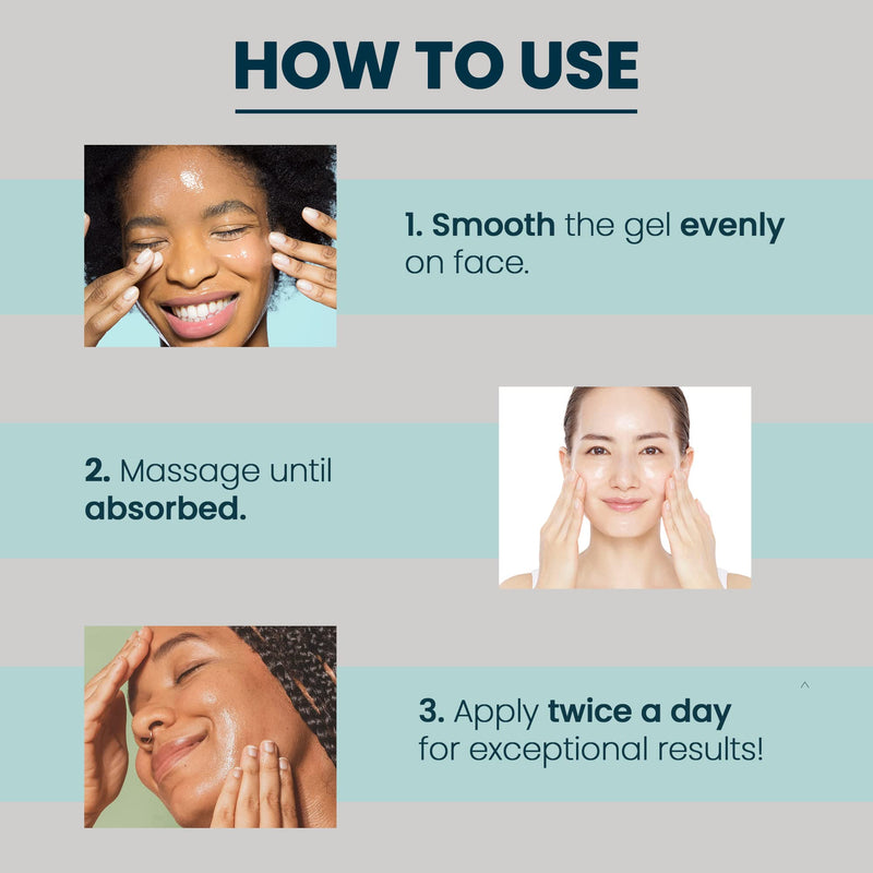 Vitamin C Face Moisturizer Gel - Oil-Free Gel for Skin Hydrate, Dark Spot Corrector, Pore Minimizer, Wrinkle Care, Rosacea Treatment for Face With Pure Hyaluronic Acid & Marine Collagen | 4 oz / 118ml