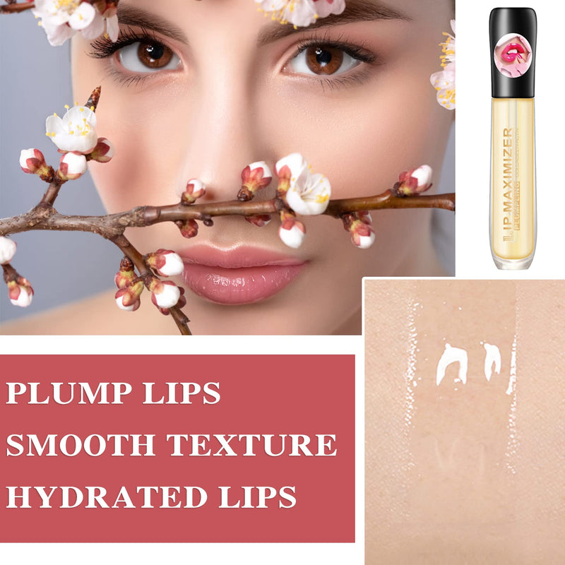 Fusang 2 Pcs Lip Plumper Lip Gloss,Lip Maximizer Balm Plumper Lip Plumping Serum,Heathly Lip Moisturizer Enhancer Hydrated Lips,Reduces Improves Dry Lip Lines Lip Plumping Gloss Lip Extreme Volume 2P