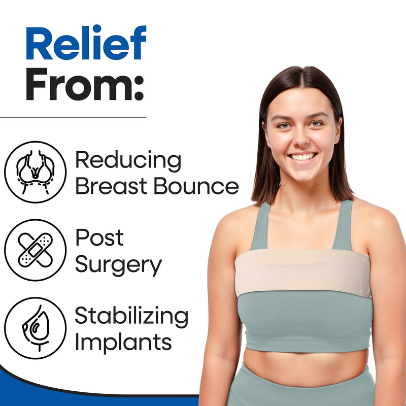[Australia] - Post Op Breast Augmentation Band | Breast Implant Chest Brace For Women | Compression Wrap Post Surgery Bra Belt | No Bounce Stabilizer Strap | Sport Bra Alternative For Running Working Out (Fits Most) Beige 