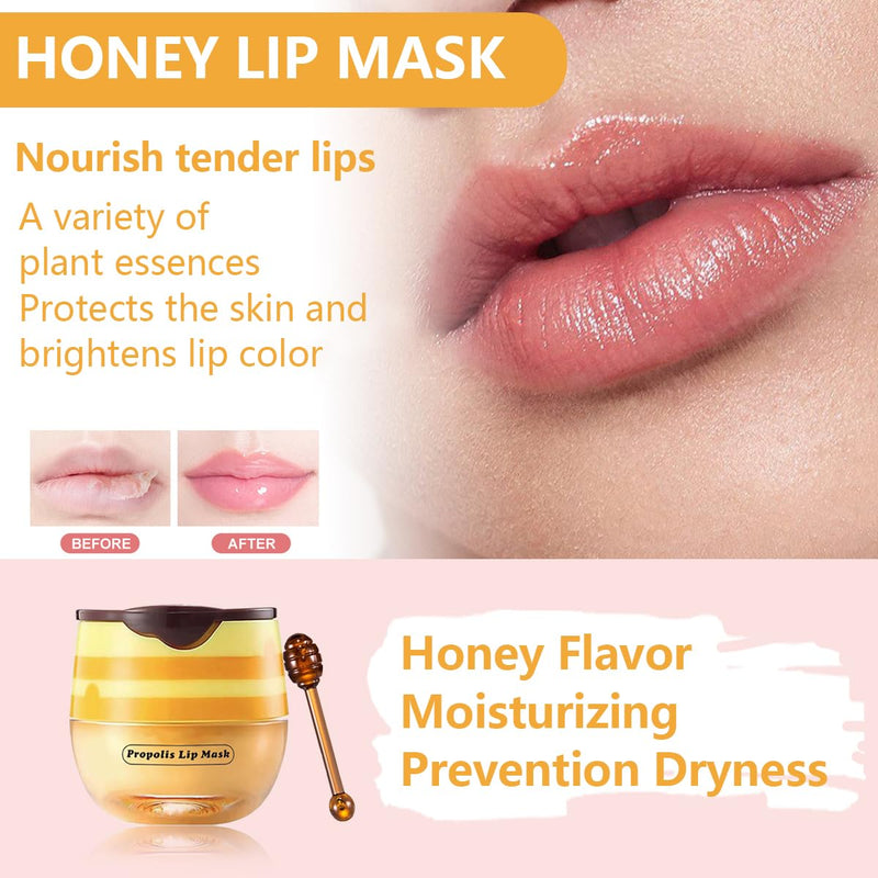 Honey Lip Balm, Vitamin E Nourishing Moisturizing Sleeping Lip Mask Hydrating & Prevention Dry And Cracked Lip (Honey) Honey