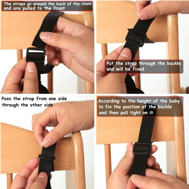 [Australia] - 5 Point Seat Belt Safety Strap Belt for Stroller Pushchair Pram Buggy Safe Protection, Adjustable High Chair Baby Straps, Safety Strap Belt Black 