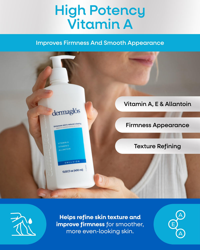 Dermaglós Moisturizing Body Lotion for Dry Skin with Extra, 13.52 Fl Oz | Vitamin E & Allantoin, Regenerating Lightweight Moisturizer for Stretch Marks, Tattoos Aftercare, Scars & Wrinkles 13.52 Ounce (Pack of 1)