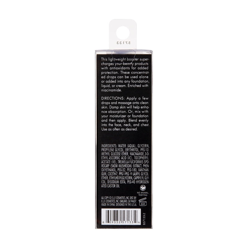 e.l.f. Skin Antioxidant Booster Drops, Lightweight Drops For Added Antioxidants, Infused With Vitamin C, Vitamin E & Snow Mushroom Extract 0.51 Fl Oz (Pack of 1)