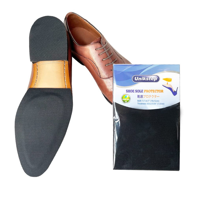 [Australia] - Unikstep 4pcs Shoe Sole Protectors, Non-Slip Shoe Sole Protectors, Shoe Bottom and Heel Pads, Noise Reduction Stickers, Self-Adhesive (Black) Black 