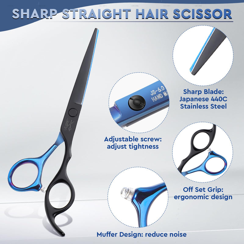 [Australia] - JASON professional hairdressing scissors - hair cutting scissors and thinning scissors 6.5 inch hair scissors for hairdressers/beginners, blue-black 
