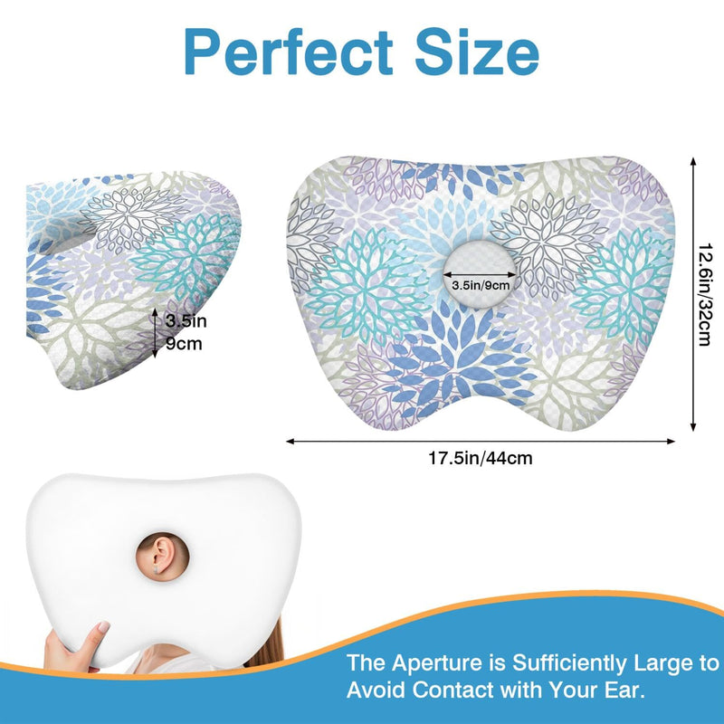 [Australia] - Ear Piercing Pillow for Side Sleepers with Washable Cover Pillows with Holes for Ear Pain,Donut Pillow for Adults CNH Ear Pain Relief Pressure Sores Ear Pillow with Hole in Center Blue+washable Cover 