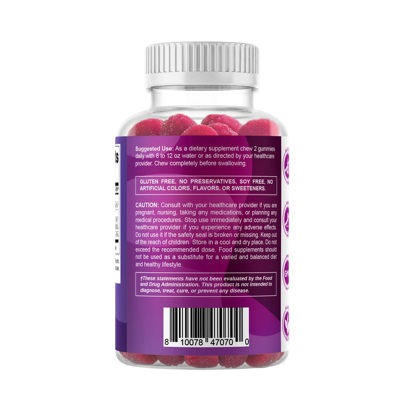 Vitamatic Biotin 10,000 mcg, 60 Vegan Gummies, Raspberry Flavor-3 Pack | 10000 mcg Per Serving, Natural Raspberry Flavor, Pectin Based, Non-GMO, Gluten Free, GMP Certified 3 Bottles
