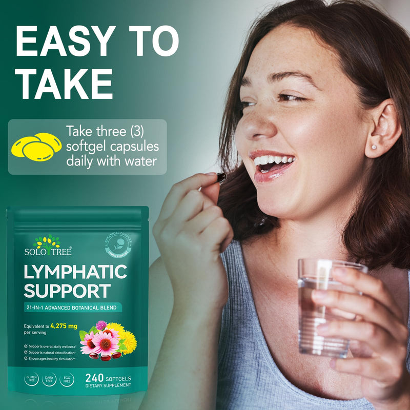 Premium Lymphatic Support Softgels for Daily Wellness | Plant-Based Complex with Gentle Botanical Ingredients | Natural-Origin Formula for Everyday Routine Support | 240 Capsules