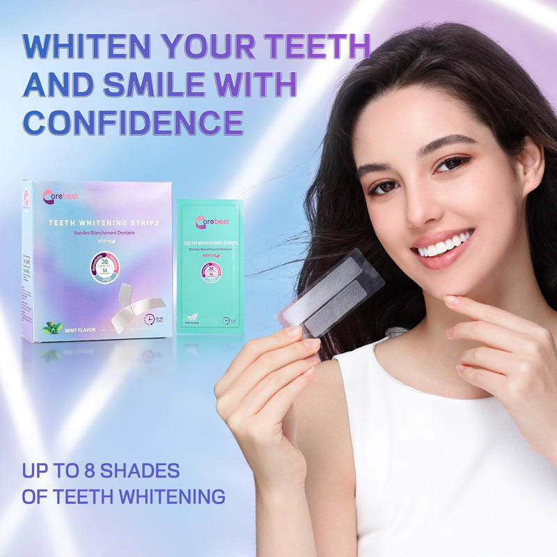 [Australia] - Professional Teeth Whitening Strips with Hydrogen Peroxide, Mint Flavor Whitening Strips, Residue-Free Gel Technology,28 Strips 14 Treatment for Sensitive Teeth 