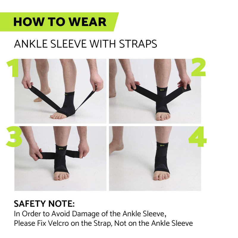 GARNO Ankle Brace – Compression Foot Sleeve with Adjustable Straps for Men & Women, Plantar Fasciitis & Achilles Support, Heel & Arch Pain Relief, Swelling & Injury Recovery, Protection for Sports, Running & Basketball (One Size Fits Most, Black)