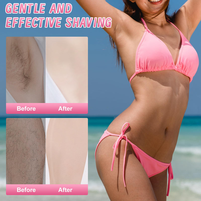 Luxsego 2 in 1 Electric Bikini Trimmer for Women, IPX7 Waterproof Wet & Dry Use Electric Razors for Women Pubic Hair, Painless Bikini Shaver with LED Light & Display, Dual USB Charge Dock, Pink