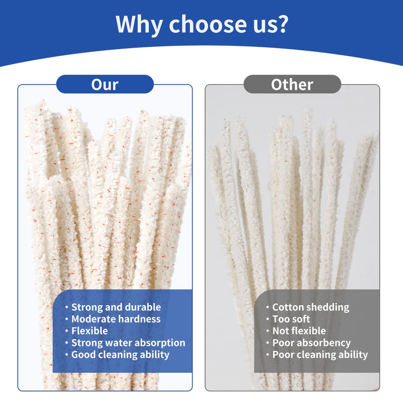 [Australia] - Phinus 300 Pack Pipe Cleaners Pipe, 6-Inch Pipe Cleaners Bulk, Cotton and Plastic Pipe Cleaner, Pipecleaners for Removing Tar & Resin, Pipe Cleaners for Plastic Metal Ceramic Wood Pipe 
