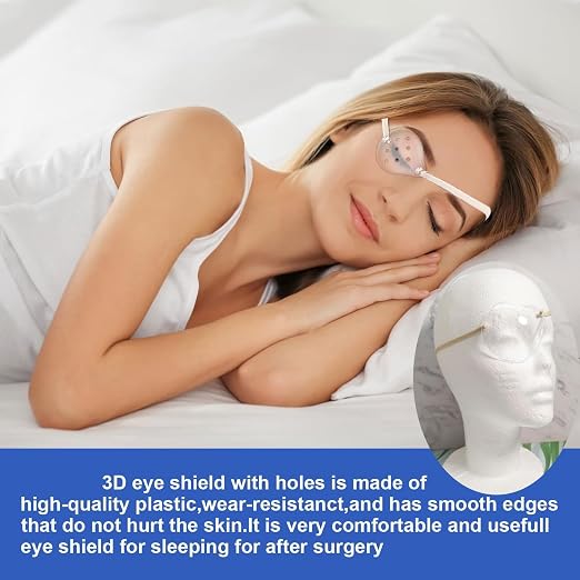 AMZVIO 2pcs Eye Shield After Cataract Surgery,Cataract Eye Shield With Extended Elastic Strap Longer & Wider for Adults,Clear Eye Patch for Sleeping after Surgery