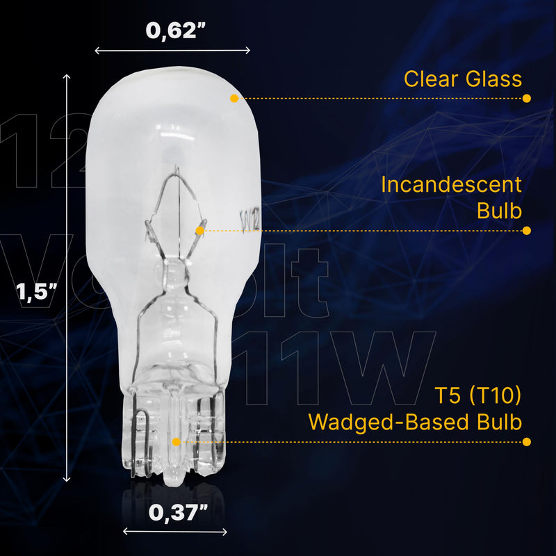 [Australia] - Landscape Low Voltage - 12 Volt 11W - T5 Wedge Bulbs - Compatible with Malibu Lights - Garden - Deck Light Bulbs - Yard Bulbs - 10 Pack (Clear) Clear 