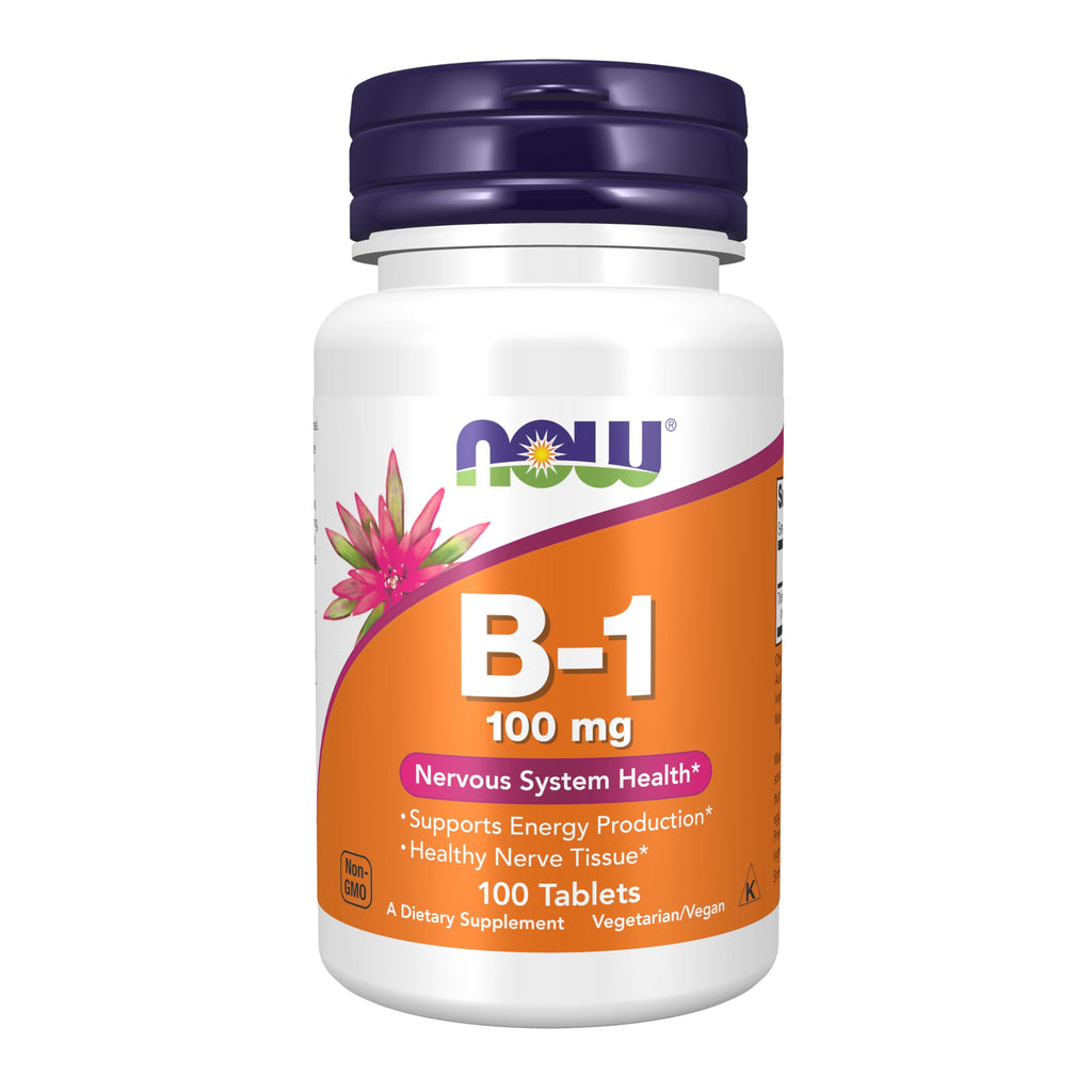 NOW Supplements, Vitamin B-1 100 mg, Energy Production*, Nervous System Health*, 100 Tablets 100 Count (Pack of 1)