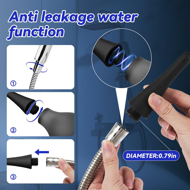 [Australia] - Enema Douche Anti Back-Flow,Silicone Enema Reusable Anal Douche Cleaner for Men Women Colon Cleansing,Shower douche with 5 Spouts connected to shower hole,Vaginal Cleaner 10oz, Semi-transparent 