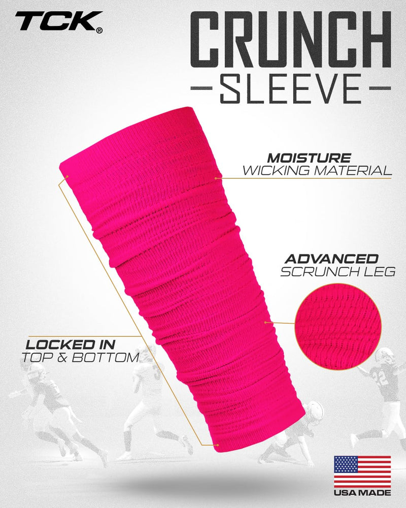 [Australia] - TCK Football Leg Sleeves, Pre-Scrunched Football Leg Sleeves for Youth Kids, Boys, Men, Moisture Wicking | Made in USA Medium Hot Pink 