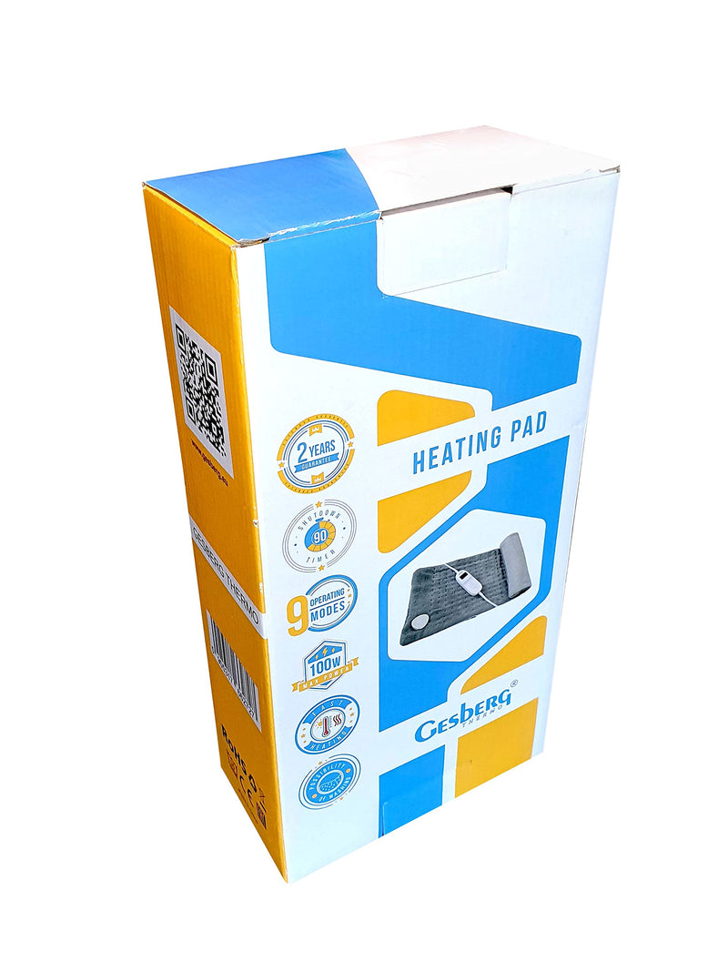 [Australia] - GESBERG heating pad with 9 temperature levels, Turbo Heat, heating pad for the cervical and lumbar spine 30 x 60 cm - Electric heat pad with overheating protection, automatic switch-off, washable 