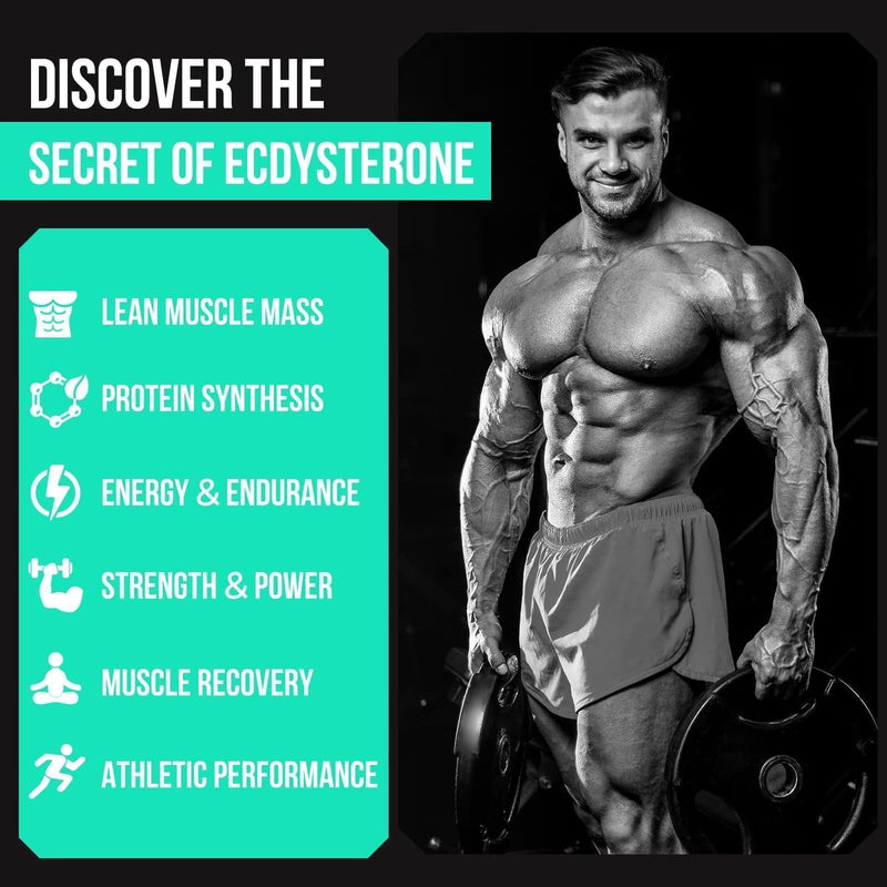 [Australia] - 1200MG Beta Ecdysterone Supplement, 98% Maximum Purity Ecdysterone Supplements for Lean Muscle Mass, Athletic Performance & Strength, 120 Capsules 60 Count (Pack of 2) 