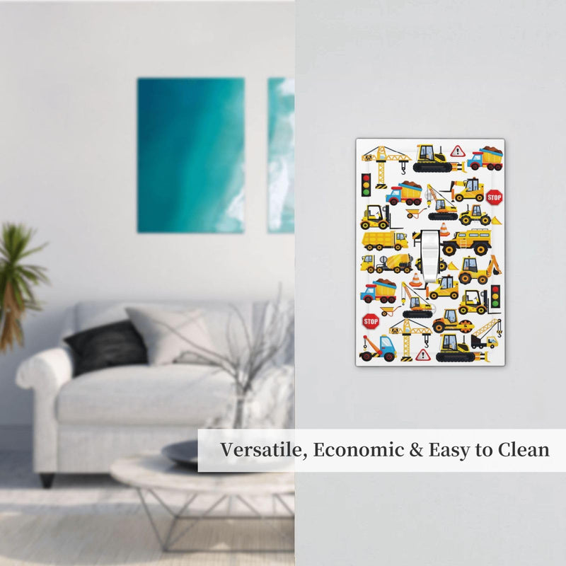 [Australia] - Transport Boys Kids Construction Trucks Cartoon Transportation Car Tractor Vehicles 1 Gang Electrical Single Toggle Device Switch Wall Plate Jumbo Size Decorative Outlet Light Switch Cover Faceplate 1 Gang Toggle Cartoon Kids Car Truck 