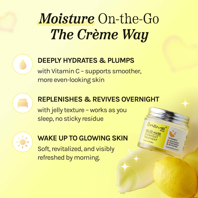 The Crème Shop Korean Skincare | Overnight Gel Mask for Moisturizing and Hydrating, Anti-Aging, Relief facial skin care - 2.36 oz (Vitamin C) 2.36 Ounce (Pack of 1)