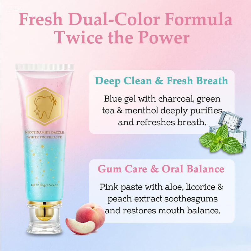 [Australia] - 2Pcs Niacinamide Whitening Toothpaste for Sensitive Teeth – Radiant Tooth Paste for Deep Stain Removal, Enamel Safe & Fresh Breath – Teeth Whitening Toothpaste with Gentle Natural Care, 3.5oz 