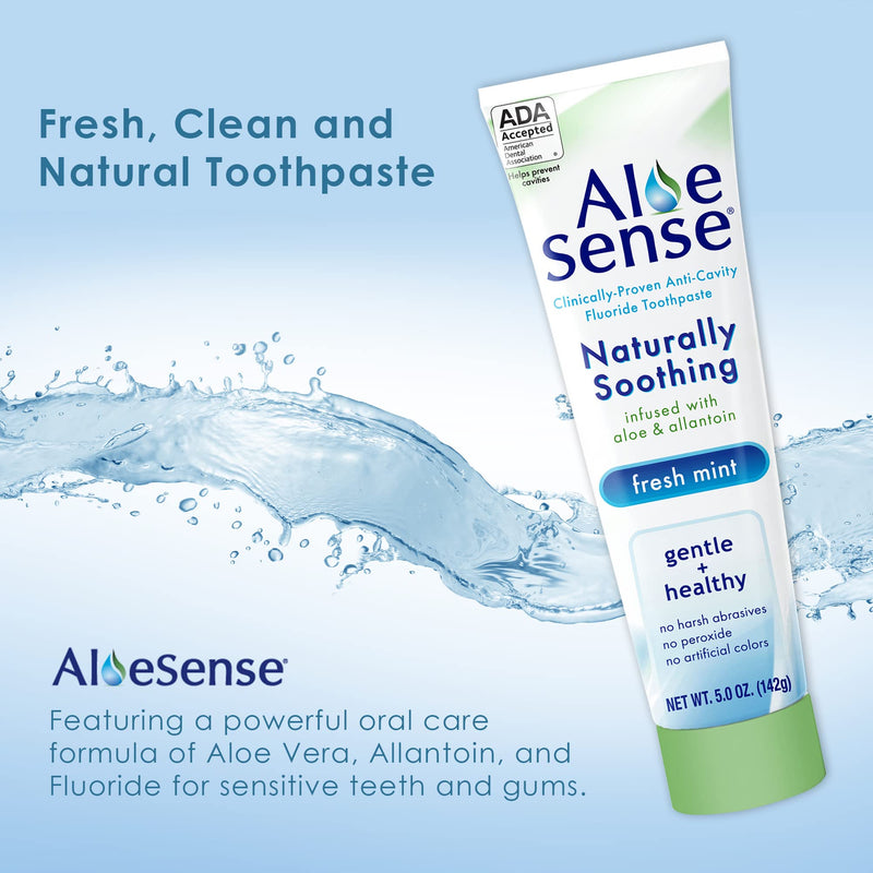 [Australia] - Naturally Soothing Toothpaste for Sensitive Teeth and Gum Care with Aloe Vera, Allantoin & Fresh Mint Flavor, Gentle & Natural, ADA Approved (5-oz, 2 Count) 5 Ounce (Pack of 2) 