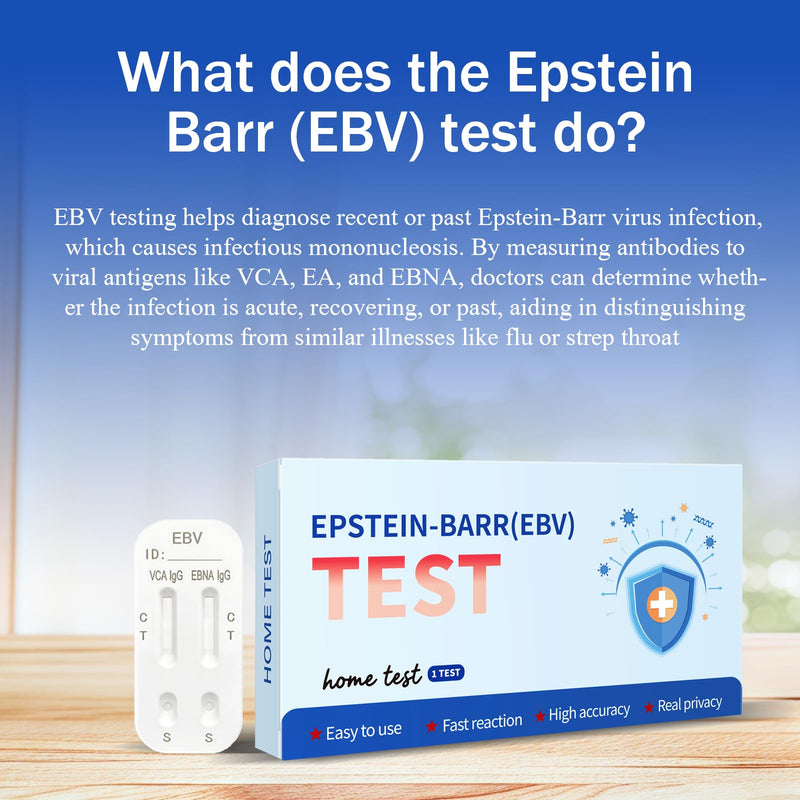 Epstein Barr (EBV) At-Home Test Kit ， Detects IgG Response to VCA & EBNA ，15-Minute Rapid Result,Highly Accurate & Easy to Read Home Testing Kit