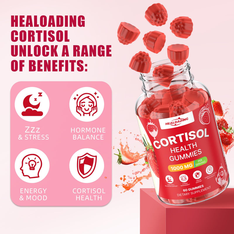 Cortisol Supplements for Women: Cortisol Reducer Gummies with Ashwagandha Magnesium L-theanine Phosphatidylserine Vitamin B12 for Daily Relaxation Support