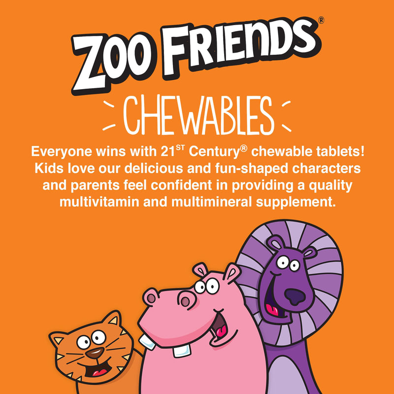 21st Century Zoo Friends Kids Multivitamin with Extra C, 60 Count | Children's Chewable Multivitamin with Extra Vitamin C & Antioxidants, Daily Nutrition & Immune Support, Kids Love Them 1