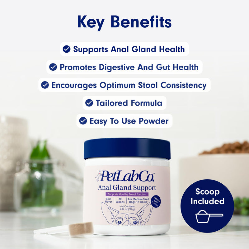 PetLab Co. Anal Gland Support Tailored Powder – Supports Anal Gland Health and Optimizes Stool Consistency - Easy to Use - Helps Target Scooting & Fishy Rears – for Medium Dogs - PawsPlanet Australia