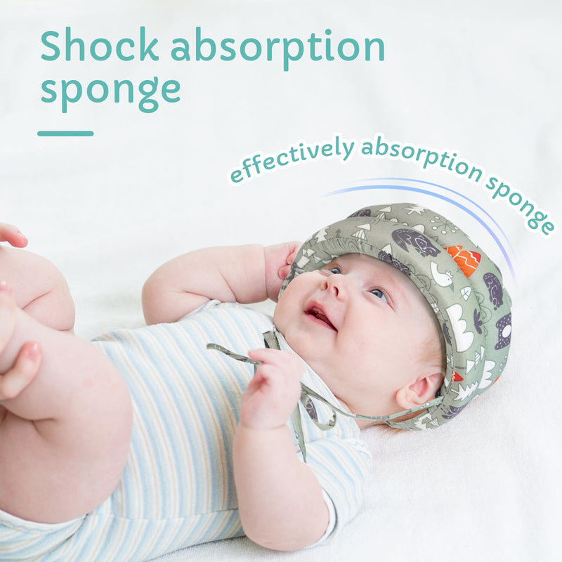 [Australia] - Geyoga 2 Pack Baby Safety Helmet Set, Adjustable Head Protector with Knee Pads, Cushion Bumper for Crawling & Walking(Forest) Forest 