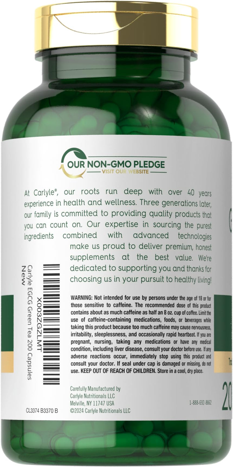 [Australia] - Carlyle EGCG Green Tea Extract Supplement | 1200mg | 200 Capsules | Non-GMO and Gluten Free 