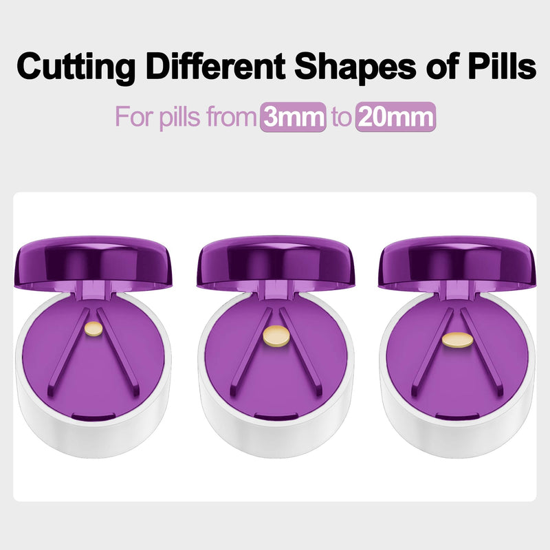 [Australia] - DUBSTAR 3-in-1 Pill Crusher Pill Grinder, Pill Crusher Fine Powder with Brush, Pill Crushers for Elderly with Pill Cutter and Storage, Pill Cutter Splitter for Small or Large Pills (Purple) Purple 
